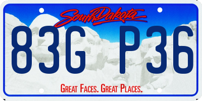 SD license plate 83GP36