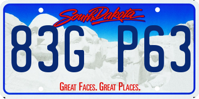 SD license plate 83GP63