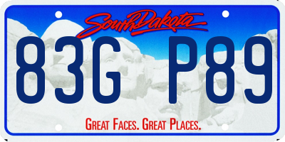 SD license plate 83GP89