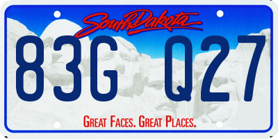 SD license plate 83GQ27