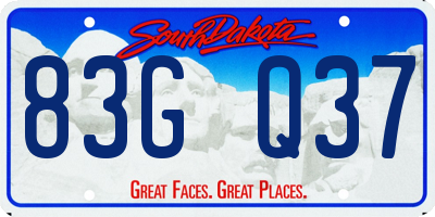 SD license plate 83GQ37