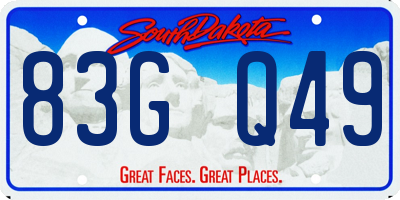 SD license plate 83GQ49