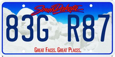SD license plate 83GR87