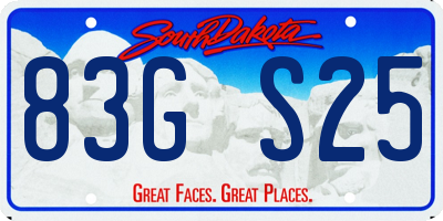 SD license plate 83GS25