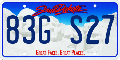 SD license plate 83GS27
