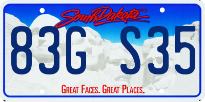 SD license plate 83GS35