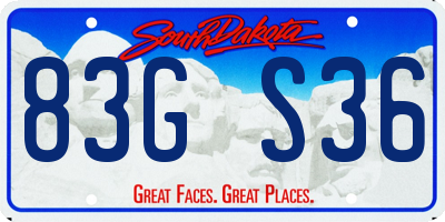 SD license plate 83GS36