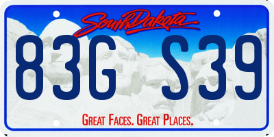 SD license plate 83GS39