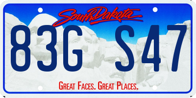 SD license plate 83GS47
