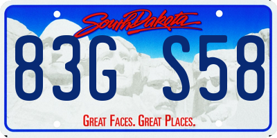 SD license plate 83GS58