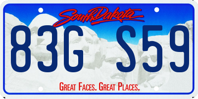 SD license plate 83GS59