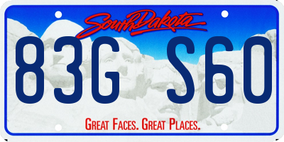 SD license plate 83GS60