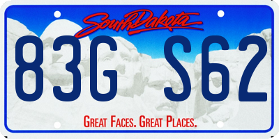 SD license plate 83GS62