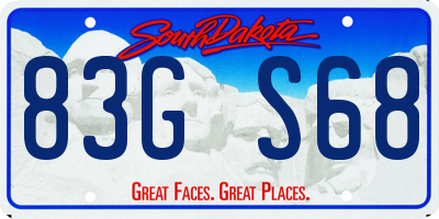 SD license plate 83GS68