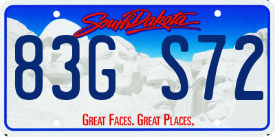 SD license plate 83GS72