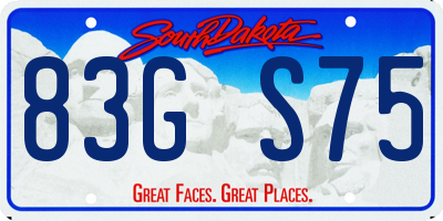 SD license plate 83GS75