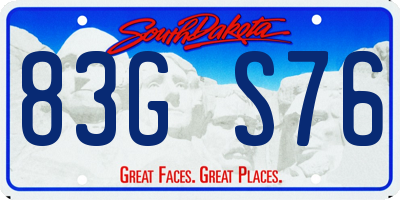 SD license plate 83GS76