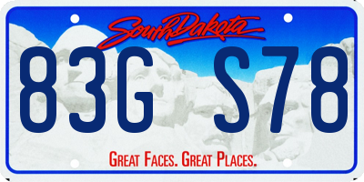 SD license plate 83GS78
