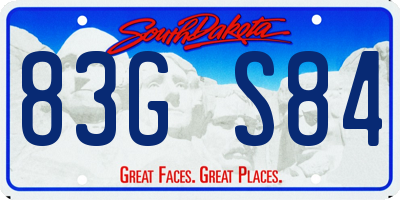 SD license plate 83GS84