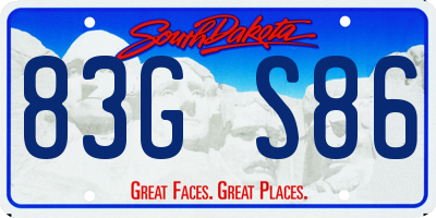 SD license plate 83GS86