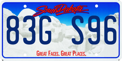 SD license plate 83GS96