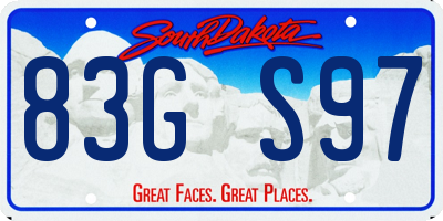 SD license plate 83GS97
