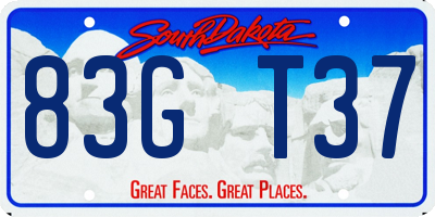 SD license plate 83GT37