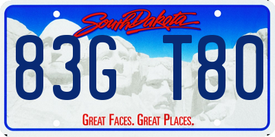 SD license plate 83GT80