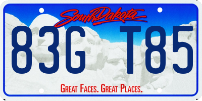 SD license plate 83GT85