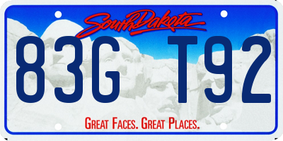 SD license plate 83GT92