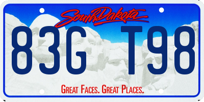 SD license plate 83GT98