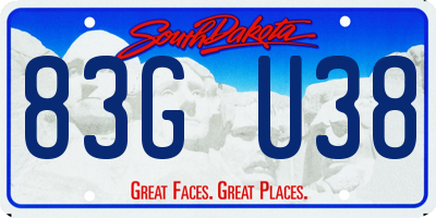 SD license plate 83GU38
