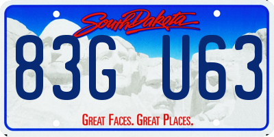SD license plate 83GU63