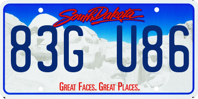 SD license plate 83GU86