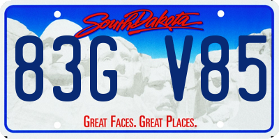 SD license plate 83GV85