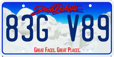 SD license plate 83GV89