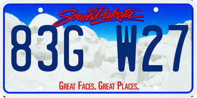 SD license plate 83GW27
