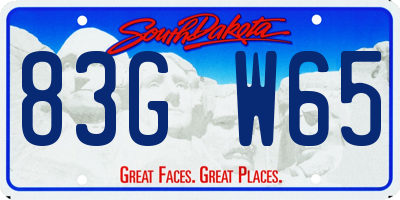 SD license plate 83GW65