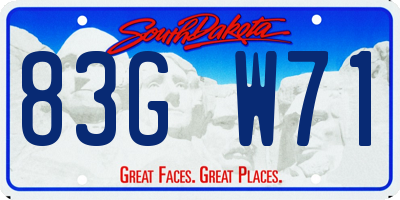 SD license plate 83GW71