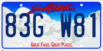 SD license plate 83GW81