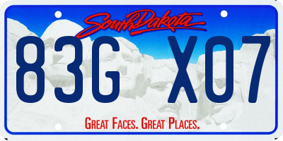 SD license plate 83GX07