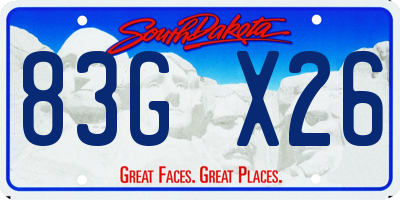 SD license plate 83GX26