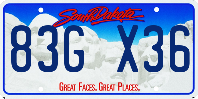 SD license plate 83GX36