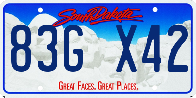 SD license plate 83GX42