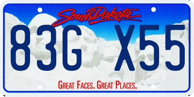 SD license plate 83GX55