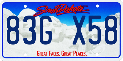 SD license plate 83GX58