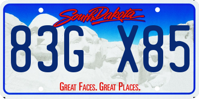 SD license plate 83GX85