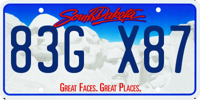 SD license plate 83GX87