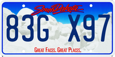 SD license plate 83GX97