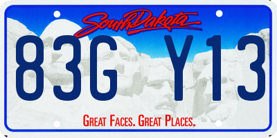 SD license plate 83GY13